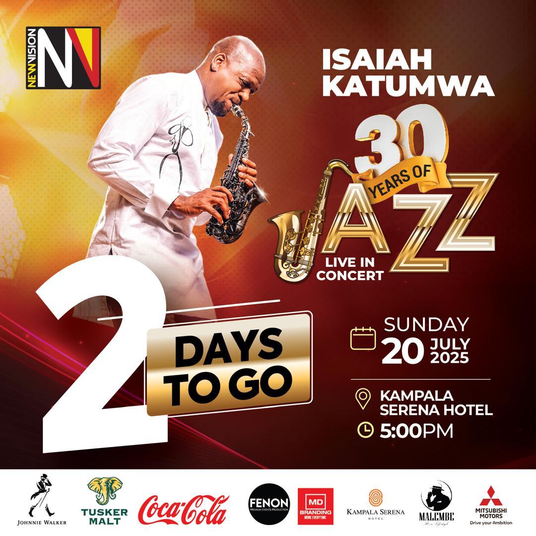 Don Wanyama (@nyamadon) on Twitter photo Two days left to the biggest jazz concert in the land!
Join us this Sunday at the Serena as we celebrate 30 years of the legendary .<a href="/IsaiahKatumwa/">Isaiah Katumwa</a> .
<a href="/newvisionwire/">The New Vision</a> <a href="/tuskermaltug/">Tusker Malt Lager Ug</a> <a href="/johnniewalker_/">Johnnie Walker</a> <a href="/CocaCola/">Coca-Cola</a> #VisionUpdates Two days left to the biggest jazz concert in the land!
Join us this Sunday at the Serena as we celebrate 30 years of the legendary .<a href="/IsaiahKatumwa/">Isaiah Katumwa</a> .
<a href="/newvisionwire/">The New Vision</a> <a href="/tuskermaltug/">Tusker Malt Lager Ug</a> <a href="/johnniewalker_/">Johnnie Walker</a> <a href="/CocaCola/">Coca-Cola</a> #VisionUpdates