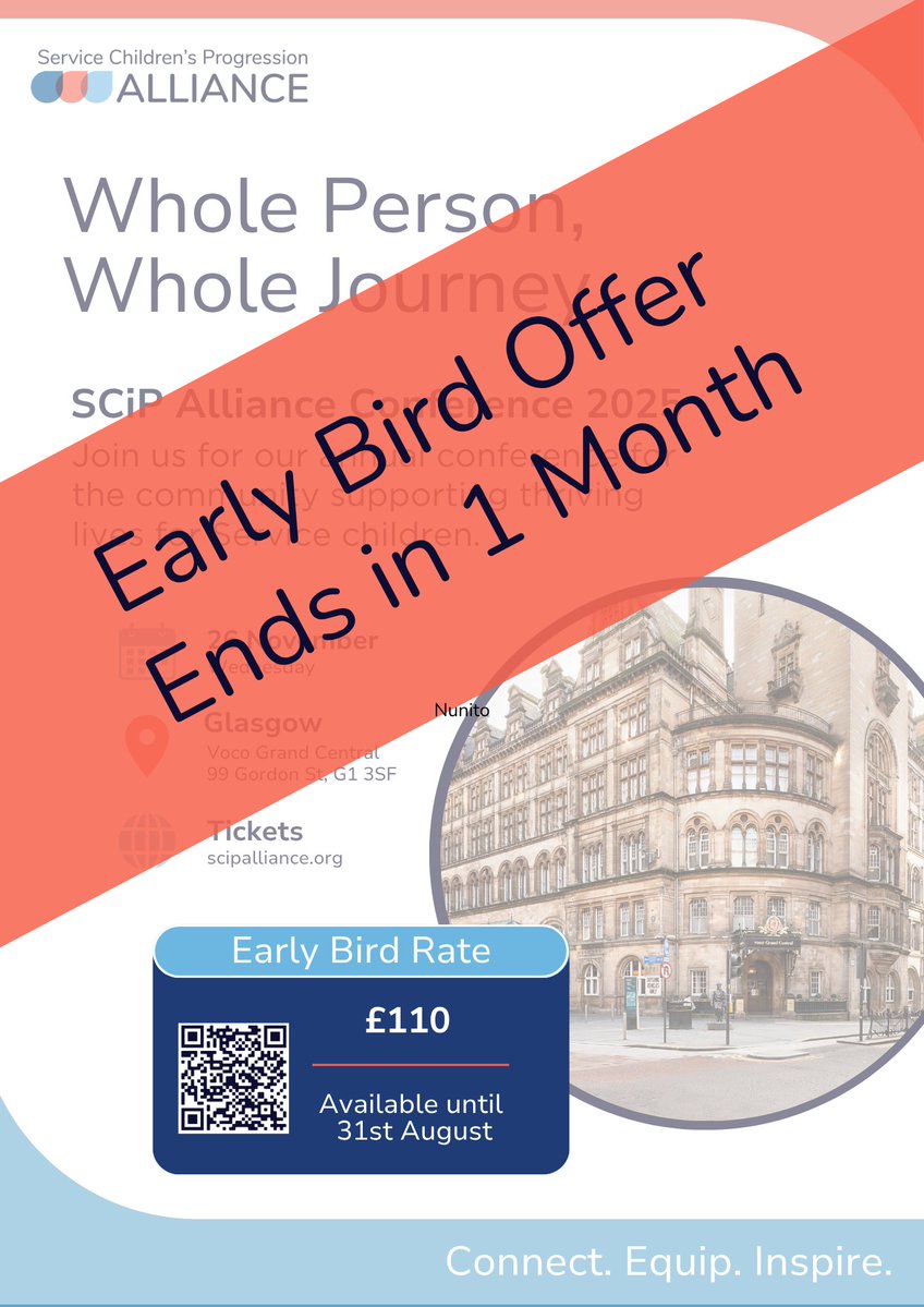 ⏳ One month to go!

Our Early Bird rate closes in just 1 month – don’t miss your chance to secure your spot at a reduced price. Join us in Glasgow on 26 Nov for an unmissable event – register today!

👉 scipalliance.org/events/scip-al…

#SCiPAlliance #EarlyBird #RegisterNow
