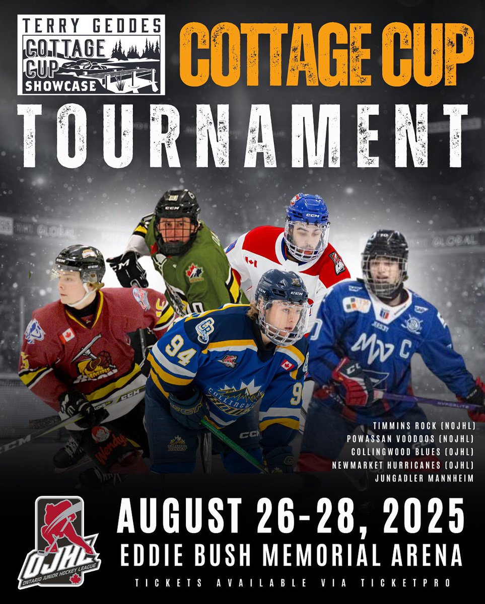 🏒 The Terry Geddes Cottage Cup Showcase is almost here! 🏒 Join us August 26–28 for an action-packed showcase of Junior A hockey as the Collingwood Blues host the annual Cottage Cup!

🎟 Your all-access pass is on sale now:
collingwoodblues.ticketpro.ca/en/pages/16534…

📸 OJHL Images