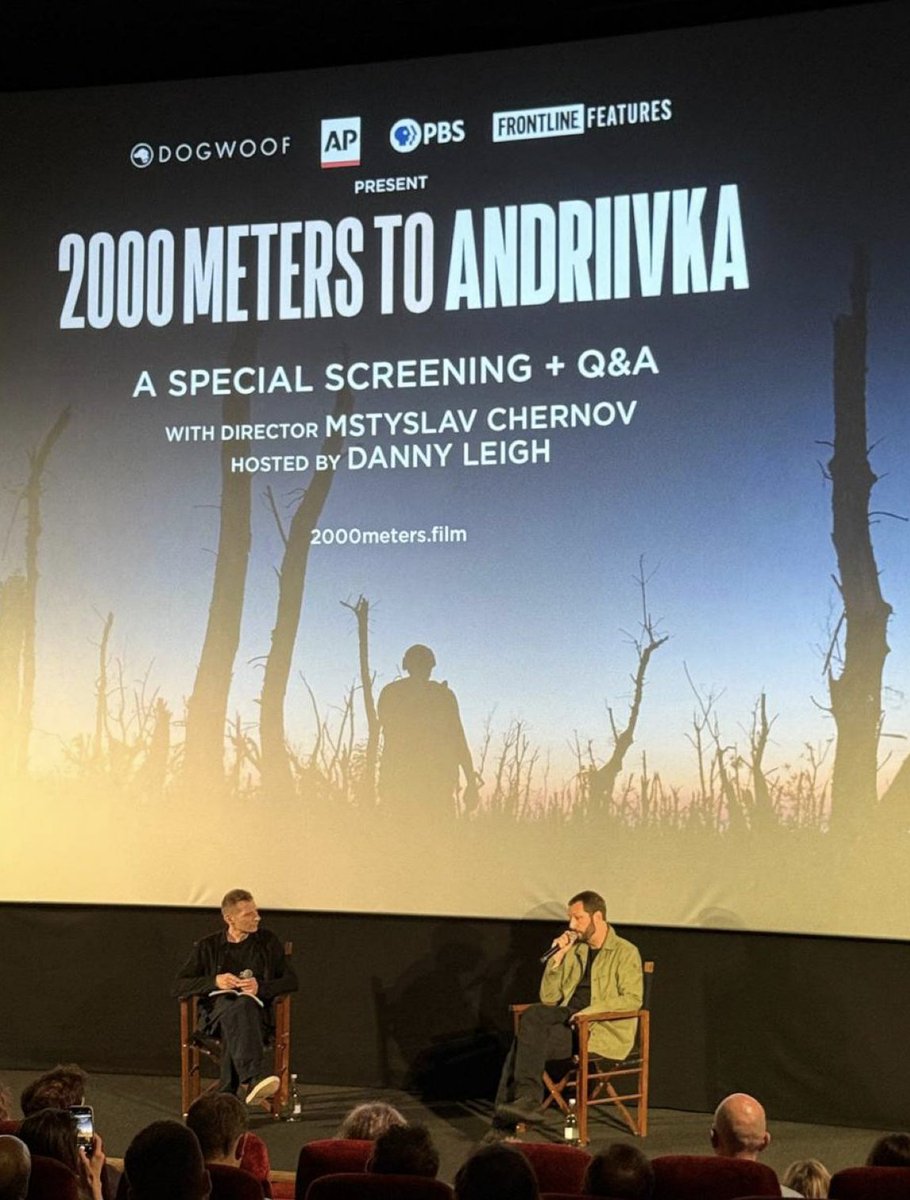 Dogwoof's tweet image. A huge thank you to everyone who joined us last night at @CentralPictureH for the special preview screening of 2000 Meters to Andriivka, followed by a powerful Q&amp;amp;A with director Mstyslav Chernov.

Don&apos;t miss your chance to experience the film on the big screen. In cinemas from 1…