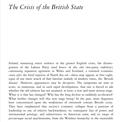 ghostofchristo1's tweet image. Tom Nairn, writing in the New Left Review in 1981.