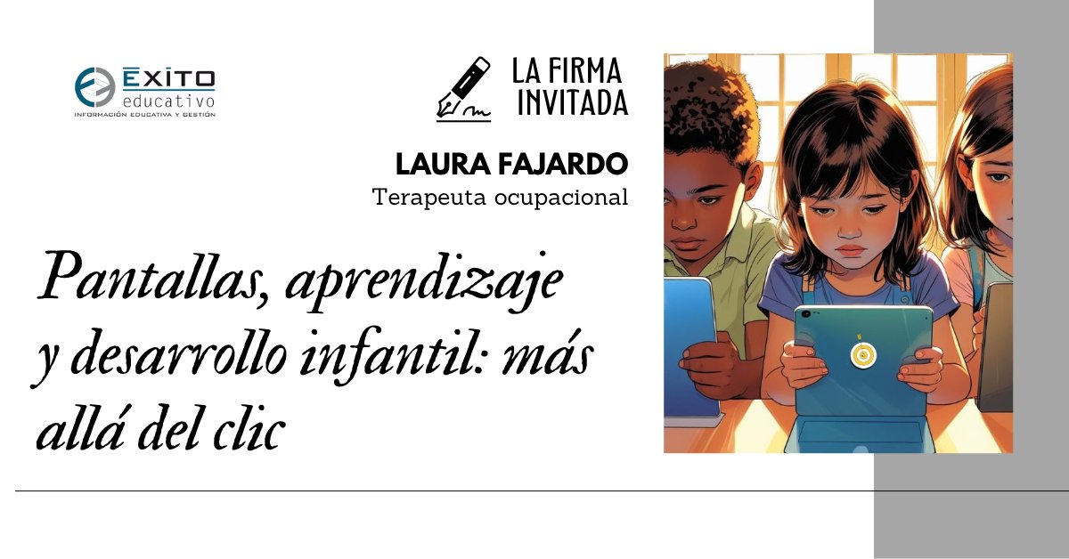 Exito_Educativo's tweet image. ✍️ LA FIRMA INVITADA. Laura Fajardo, terapeuta ocupacional analiza cómo la sobreexposición a las pantallas no solo altera funciones esenciales del aprendizaje.
🔗exitoeducativo.net/pantallas-apre…
#DesarrolloInfantil #EducaciónConsciente #LasFirmasDeÉxitoEducativo