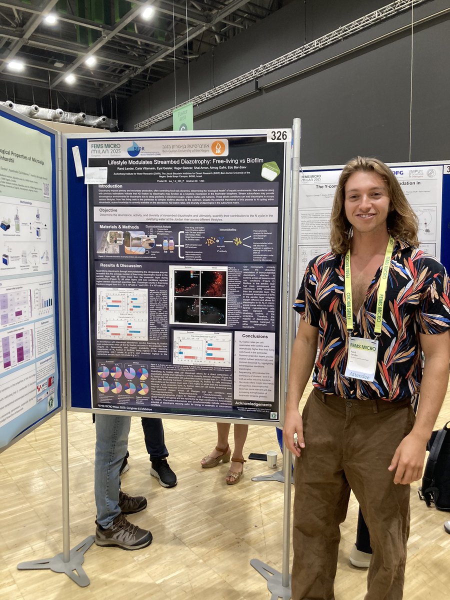 Wrapped up an exciting week at #FEMS2025 sharing some of the work done on diazotrophy at the Bar-Zeev lab
 <a href="/FEMSmicro/">FEMS</a>