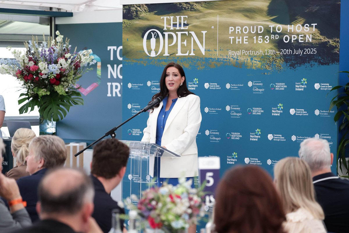 little_pengelly's tweet image. It was an honour to host the opening breakfast at The Open yesterday morning, with invited businesses, potential investors and gathered guest who have played an incredible role in making the Open happen.
It is an amazing opportunity to have the Open back in Northern Ireland -…