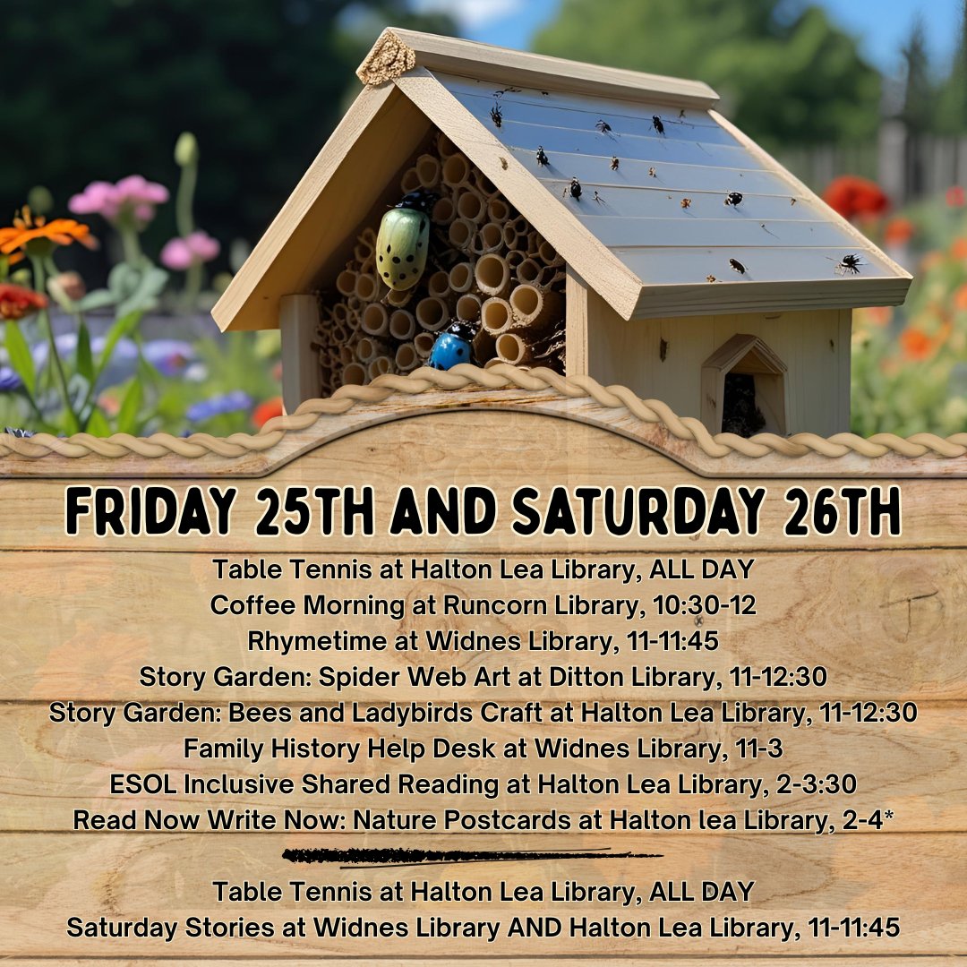 [2/2]
More of Halton Libraries' events this week!
Book for the Read Now, Write Now: Nature Postcards events here: Read Now Write Now Events - 38 Upcoming Activities and Tickets | Eventbrite