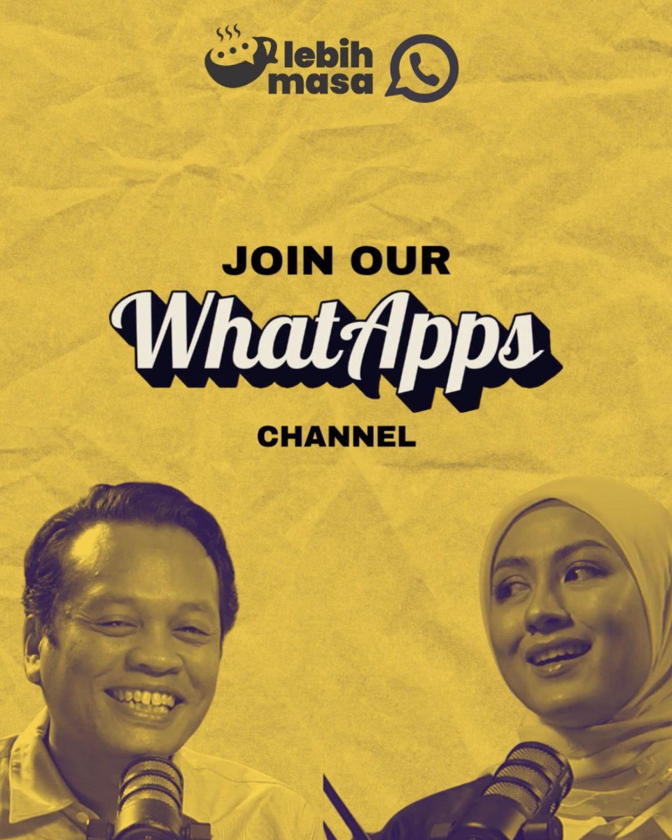 Jom ikuti channel rasmi Lebih Masa — podcast &amp; dokumentari yang mengupas isu semasa, politik dan dasar awam dari sudut berbeza.

Sertai kami untuk sneak peek, dan maklumat terkini terus daripada Lebih Masa.

whatsapp.com/channel/0029Vb…
