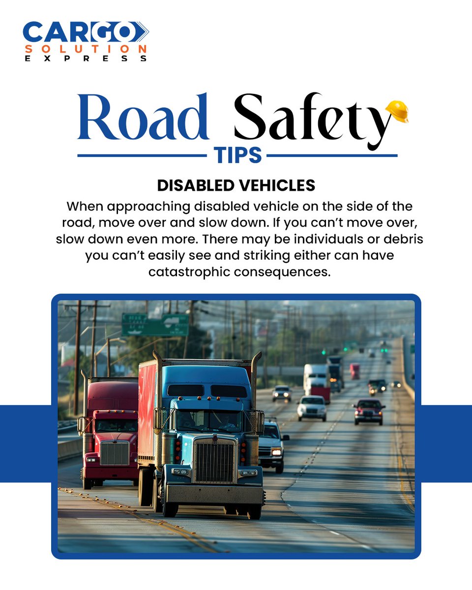 cargosolution1's tweet photo. Breakdowns happen - but safety should never break down. 🚛

Drivers must stay alert, follow proper roadside protocols, and signal early. A few smart steps can save lives.🚦

Because safety isn’t a choice, it’s a responsibility.

#RoadSafety #trucking #SafetyFirst https://t.co/4eiKc4IfKS