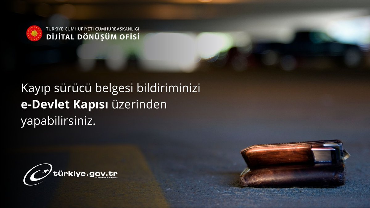 Kaybolan sürücü belgeniz için e-Devlet Kapısı üzerinden kayıp bildiriminde bulunabilir, 24 saat içinde bulunması durumunda ise kayıp bildiriminizi iptal edebilirsiniz.
👉 <a href="/TC_icisleri/">T.C. İçişleri Bakanlığı</a> <a href="/TCNufus/">Nüfus ve Vatandaşlık İşleri Genel Müdürlüğü</a>
🔗 ddo.link/kayip-sürücü-b…
#DijitalTR #edevlet