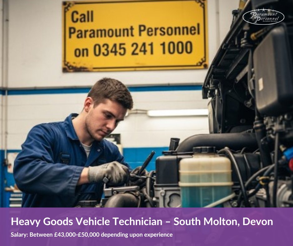 Looking to jumpstart your career as a Heavy Goods Vehicle Technician in South Molton, Devon? Check out this incredible opportunity with competitive perks. If you have the skills and passion, this might be your next big move! 🚛🔧 paramountpersonnel.com/vacancy/heavy-… #Careers  #DevonJobs