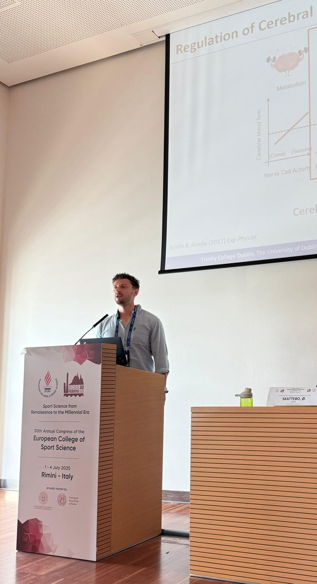 THRIVE_TCD's tweet image. Well done to our postdoc @maxeweston who presented some of our early work on sprint exercise and dynamic cerebral autoregulation at #ECSS2025! Great to see our work showcased! @TCDPhysiology @TrinityMed1 @E_C_S_S