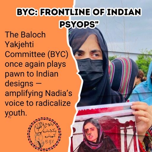 lfyouknow_'s tweet photo. BYC: Frontline of Indian PsyOps
The Baloch Yakjehti Committee (BYC) once again plays pawn to Indian designs — amplifying Nadia’s voice to radicalize youth.
#BYCExposed #IndianPsyOps #ProtectBalochYouth https://t.co/SVl7VwGy5C