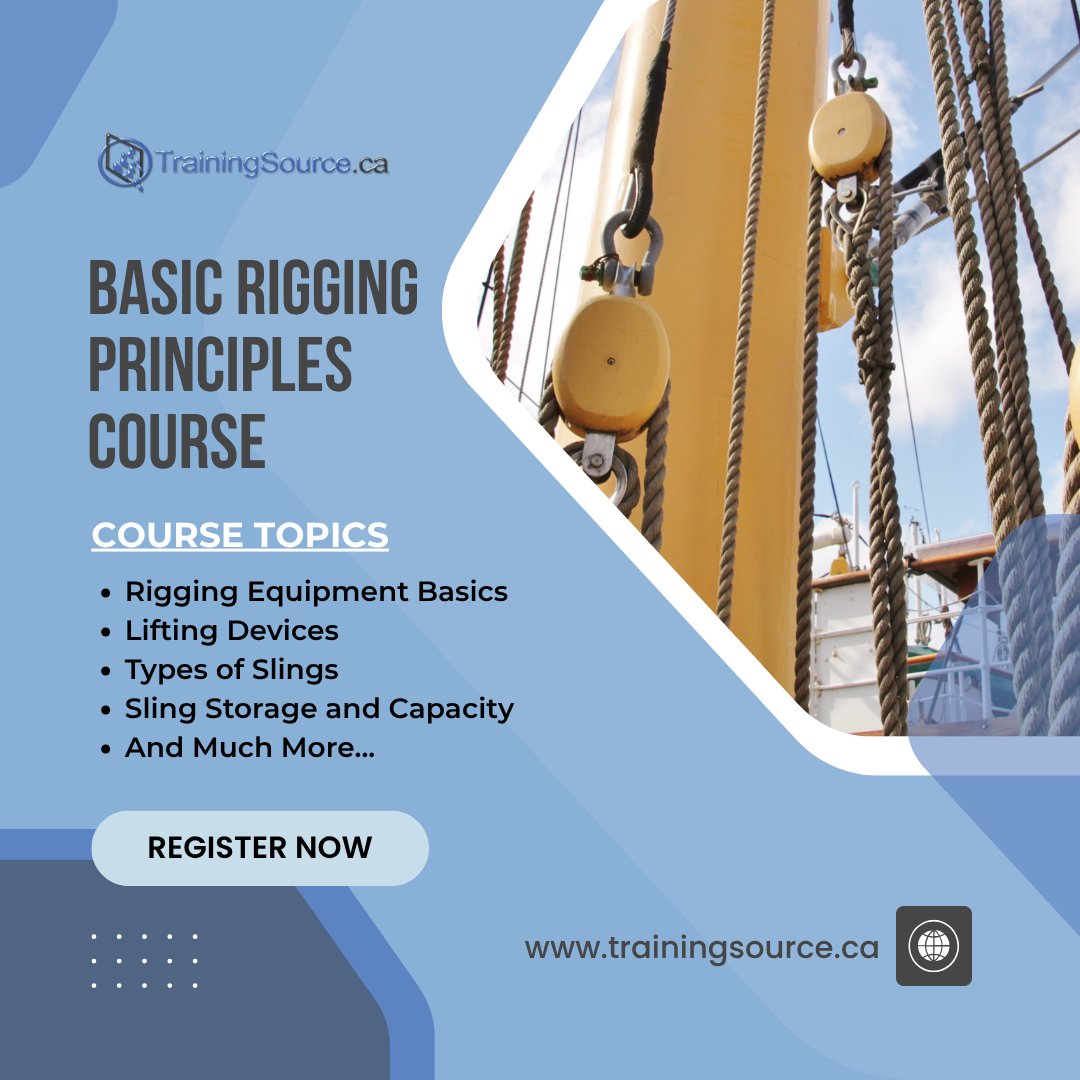 TrainingSourceC's tweet photo. 🧰 Learn safe rigging practices with our Basic Rigging Principles Course!

📦 Covers slings, lifting devices, &amp; load safety — 100% online.

🎓 Enroll: https://t.co/wyFn9oL4pD

#RiggingTraining #WorkplaceSafety #LiftingSafety #OnlineCourses https://t.co/3wWCmDODDT