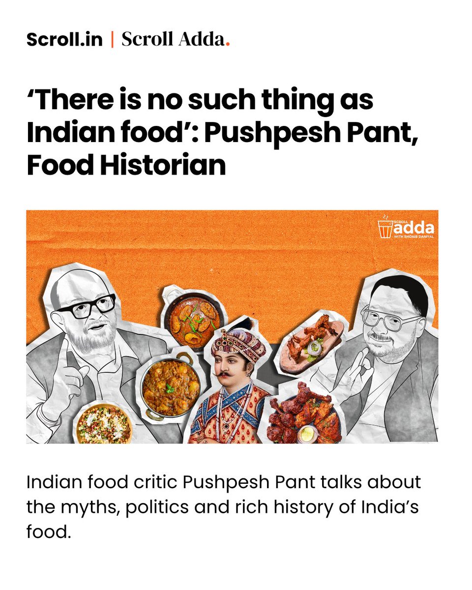 scroll_in's tweet image. Indian subcontinent has more varieties of food than anywhere else on Earth.
So much so that food historian @PushpeshPant argues it’s difficult to identify anything as “Indian food” at all.
Watch the new episode of #ScrollAdda with @ShoaibDaniyal: youtube.com/watch?v=Mk7Z9d…