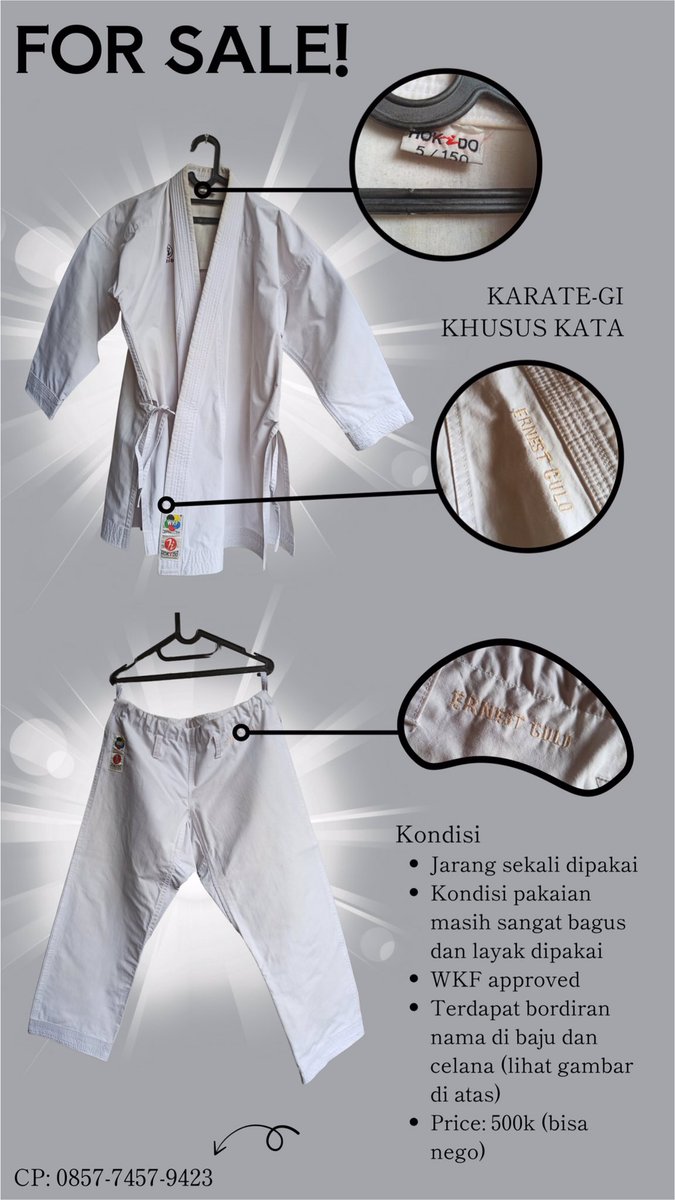 GuloErnest's tweet photo. @unicelounge Dijual baju karate🥋boleh tanya-tanya dulu yah guys! 

CP: 0857 7457 9423 https://t.co/cGcR9o3hM3