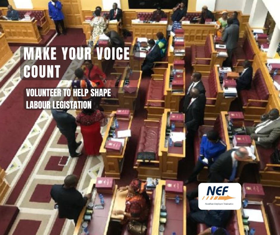 If you have ever thought that you have no impact on Namibia's labour law, then think again. As employer have influence in shaping our policy and legislation. Be part of the dialogue. Stay in touch and become member of the NEF. #shapingpolicy #creatinglegistation #socialdialogue
