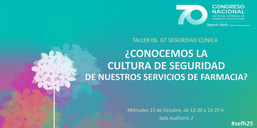 70 Congreso SEFH (@sefhcongreso) on Twitter photo Por qué debería apuntarme al taller “¿Conocemos la Cultura de Seguridad de nuestros Servicios de Farmacia?”#sefh25
<a href="/seguridad_sefh/">Seguridad Clínica SEFH</a> Por qué debería apuntarme al taller “¿Conocemos la Cultura de Seguridad de nuestros Servicios de Farmacia?”#sefh25
<a href="/seguridad_sefh/">Seguridad Clínica SEFH</a>
