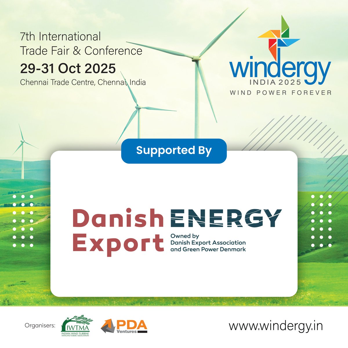 𝐖𝐞 𝐚𝐫𝐞 𝐩𝐥𝐞𝐚𝐬𝐞𝐝 𝐭𝐨 𝐰𝐞𝐥𝐜𝐨𝐦𝐞 𝐭𝐡𝐞 𝐃𝐚𝐧𝐢𝐬𝐡 𝐖𝐢𝐧𝐝 𝐄𝐱𝐩𝐨𝐫𝐭 𝐀𝐬𝐬𝐨𝐜𝐢𝐚𝐭𝐢𝐨𝐧 𝐚𝐬 𝐚 𝐬𝐮𝐩𝐩𝐨𝐫𝐭𝐢𝐧𝐠 𝐚𝐬𝐬𝐨𝐜𝐢𝐚𝐭𝐢𝐨𝐧 𝐟𝐨𝐫 𝐭𝐡𝐞 𝐮𝐩𝐜𝐨𝐦𝐢𝐧𝐠 7𝐭𝐡 𝐞𝐝𝐢𝐭𝐢𝐨𝐧 𝐨𝐟 𝐖𝐢𝐧𝐝𝐞𝐫𝐠𝐲 𝐈𝐧𝐝𝐢𝐚.

Danish Wind Export