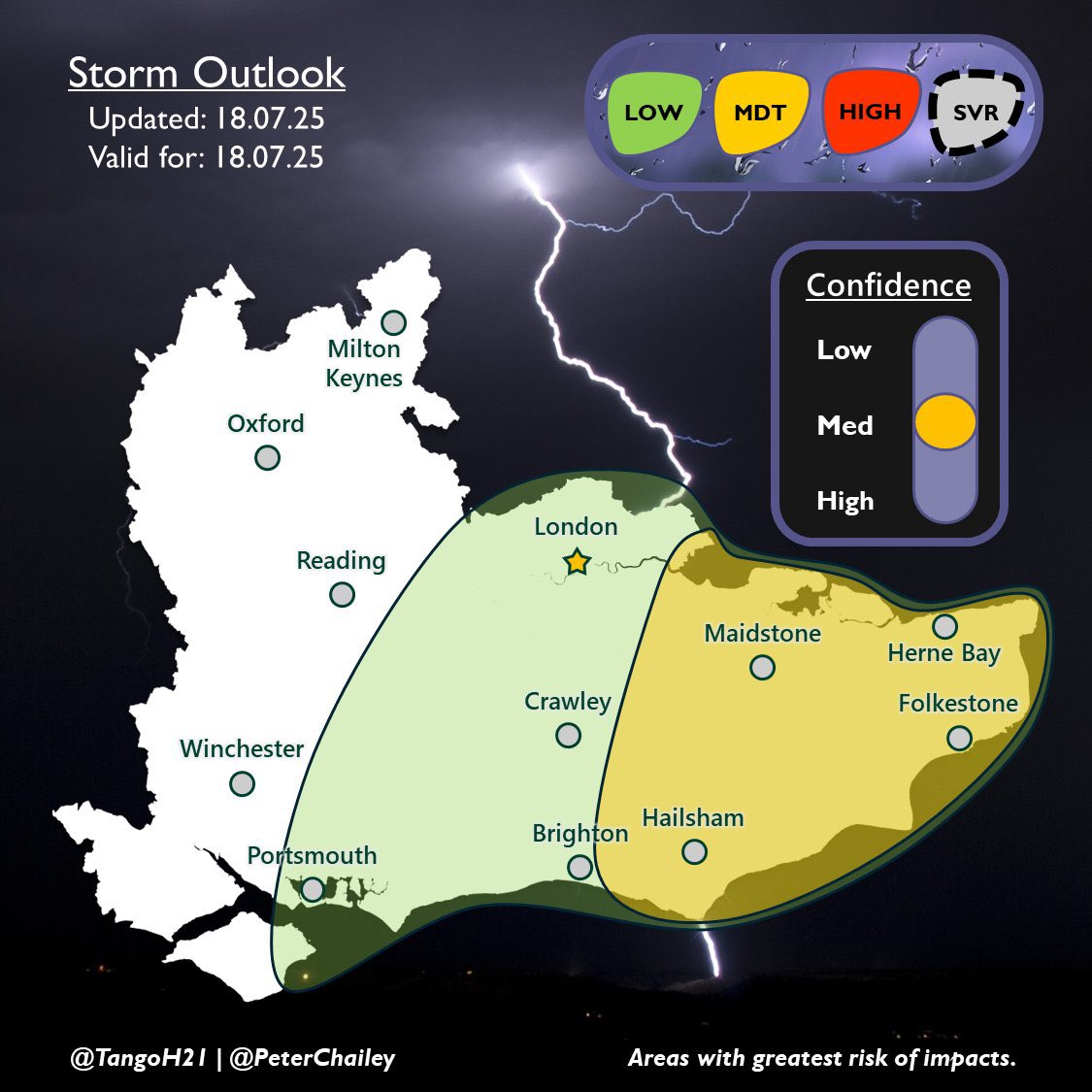 PeterChailey's tweet image. An area of low pressure located to our SW will drag up warm Theta W values of up to 18°C of which will engage with an approaching cold front destabilising
the environment.
The main risk will be of rain where values may exceed 100mm in a short period of time, hence our MDT.