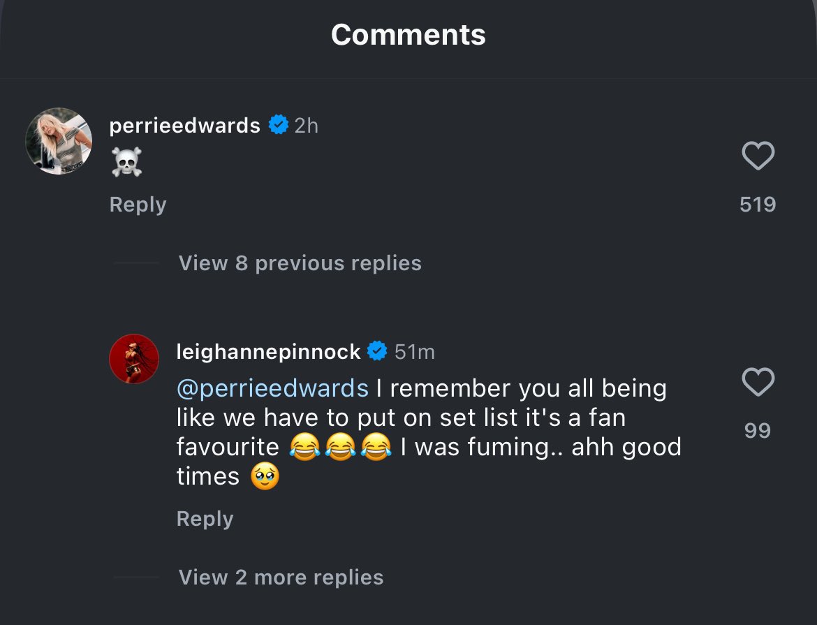 dailyLAPinnock's tweet image. Leigh-Anne replies to Perrie’s comment about ‘Change Your Life’ being the cringiest song for her.

“I remember you all being like we have to put on set list it’s a fan favourite 😂😂😂 I was fuming… ahh good times 🥹”