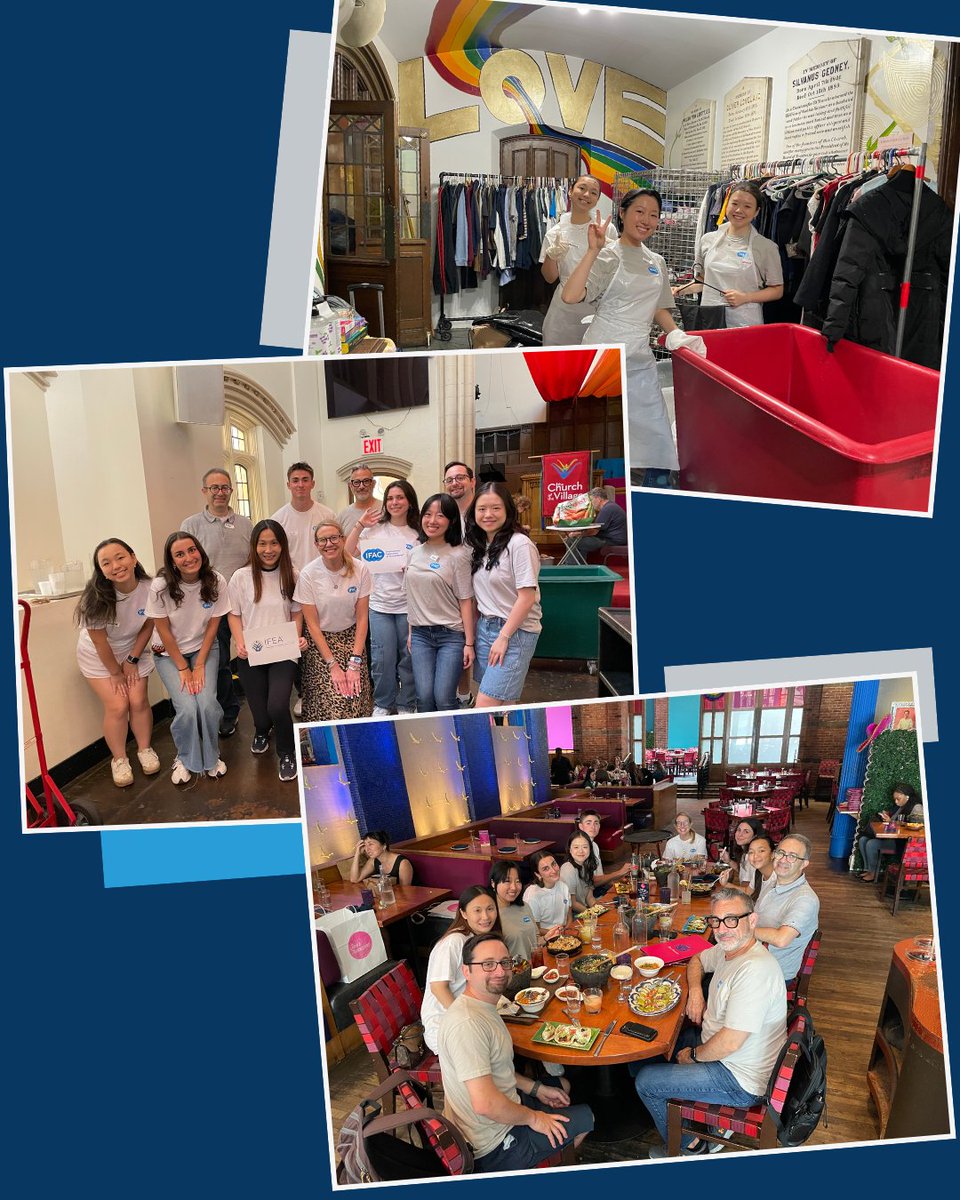 IFAC's tweet image. The IFAC and IFEA summer interns Jack, Maddie, and Ari joined employees from both organizations in a New York Cares volunteer event. From helping to sort food to organizing clothing, it was a meaningful experience for everyone involved. 💪👥