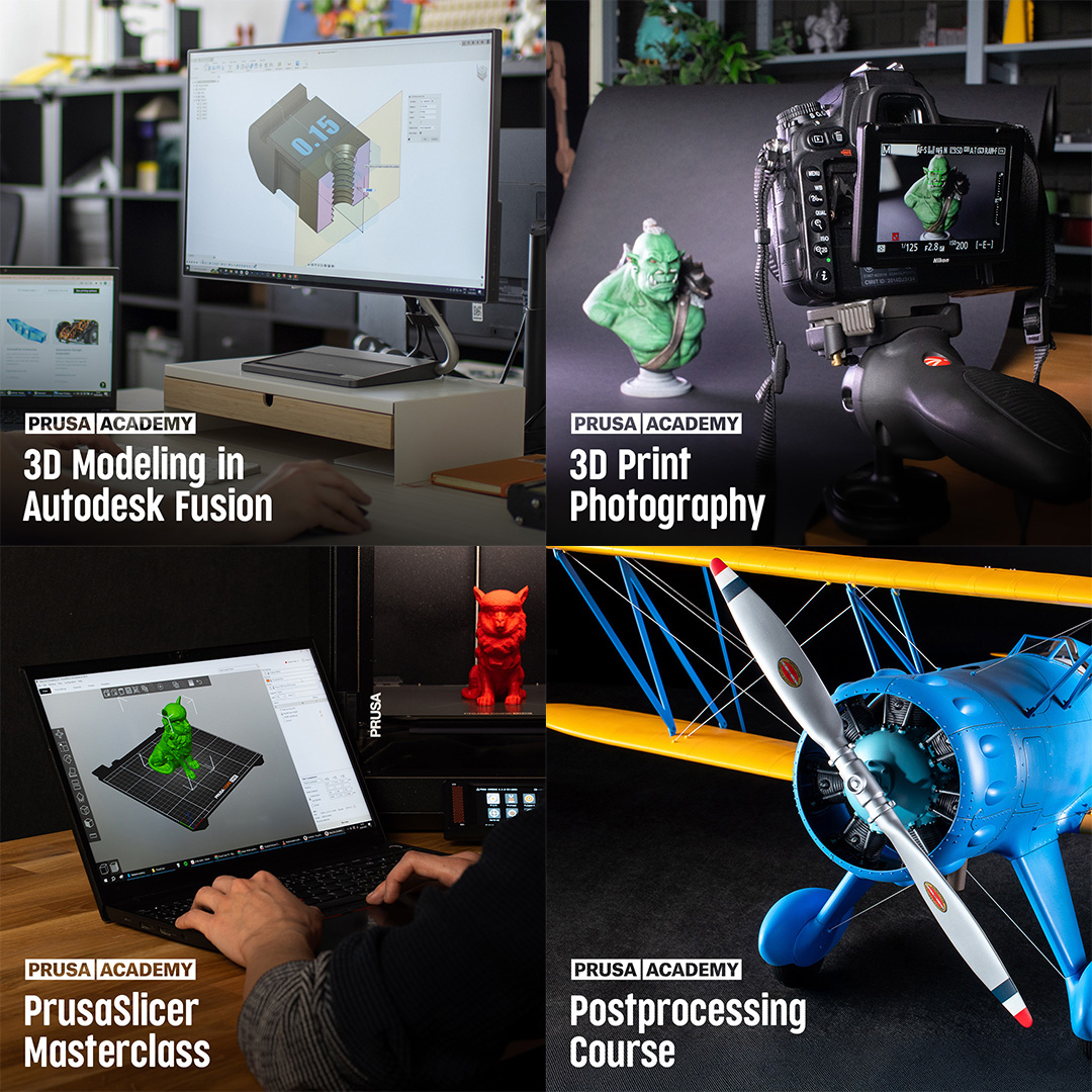 Prusa3D's tweet image. Did you know that we have our own Prusa Academy online courses? Whether you’re new to 3D printing or looking to level up your skills in everything around it, we’ve got you covered. ✨
prusa3d.com/category/prusa…