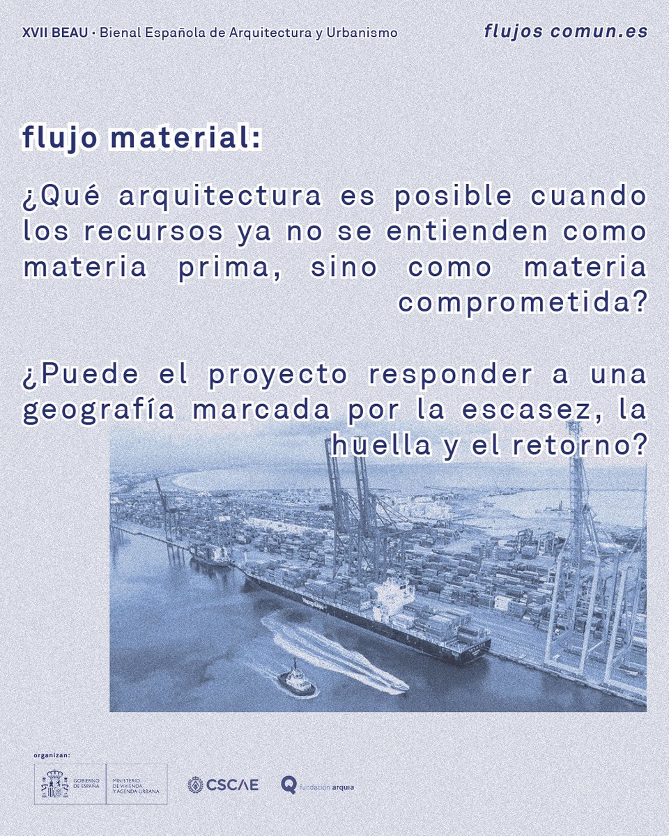 ♻️ El flujo material aborda las fracturas del entorno construido y busca arquitecturas que cuestionen la producción global e incorporen la circularidad con recursos locales o de baja huella.

➡️ Más info: bit.ly/convocatoria-x…

#XVIIBEAU