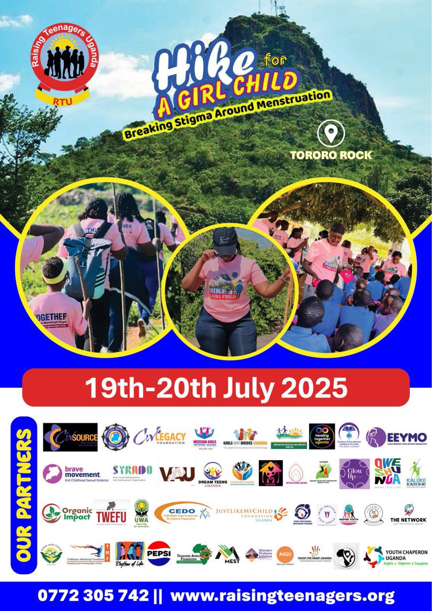 📆 Tomorrow, We climb
📍Tororo Rock awaits.
🎗️ For the girl who was told to hide her pain.
🎗️ For the girl who deserves to be seen, respected, and free.
💪🏾This hike also signals the powerful kick-off to #PhilanthropyWeek2025 @raisingteenagersug 
#Hike4AGirlChild
#OmutimaOmugabi