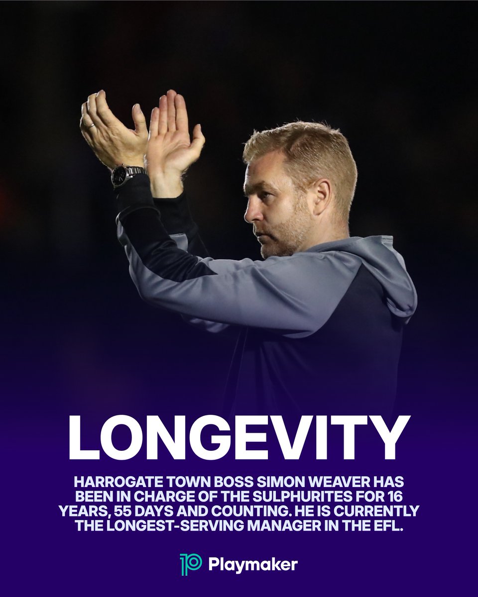 playmaker_EN's tweet image. 📈 Longest-serving current #EFL bosses:
1⃣ Weaver (@HarrogateTown)
2⃣ Clough (Mansfield)
3⃣ Woodman (Bromley)
4⃣ Parkinson (Wrexham)
5⃣ Brennan (Barnet)
6⃣ Challinor (Stockport)
7⃣ McKenna (Ipswich)
8⃣ Cook (Chesterfield)
9⃣ Wellens (Orient)
🔟 Jackson (AFC Wimbledon)