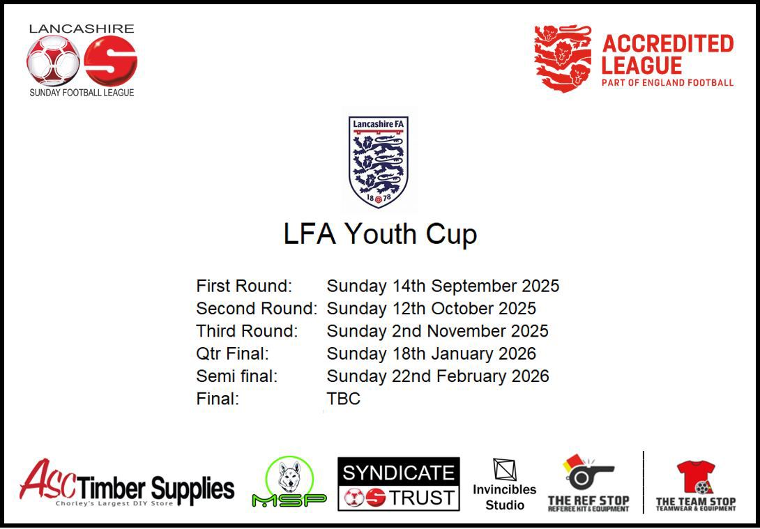 IMPORTANT DATES:

Here are the provisional dates for the LFA Youth Cup 2025-2026 ⚽️🏆