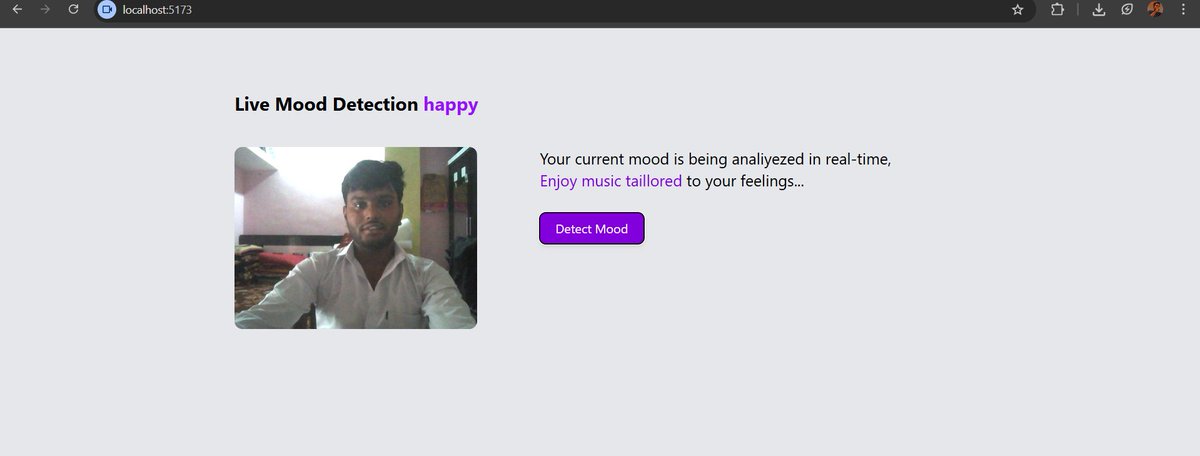 ansari_sehzad87's tweet image. Day 7 – Backend Journey 🚀
Started building a mini fullstack project: Moody Player 🎧
Using face-api.js to detect facial expressions &amp;amp; play songs based on mood! 😄😐😢
@ankurdotio @harshbhaiyaa @sheryians_ @masterdhanesh_