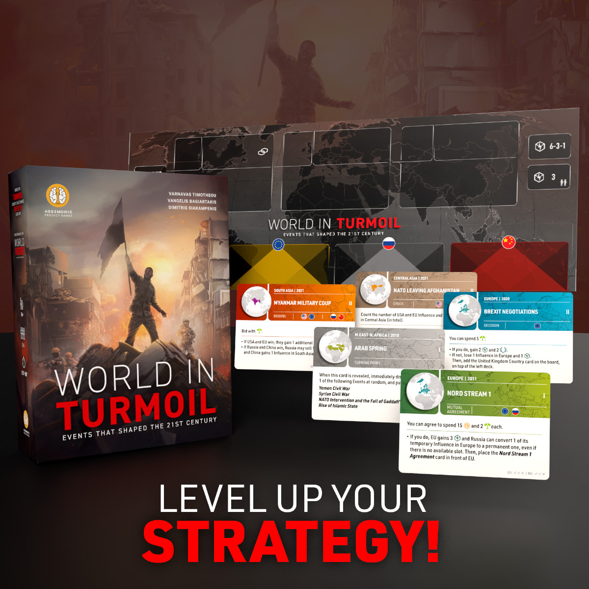 🌍World in Turmoil – Expansion for World Order!
🧠New scenarios, crises &amp; challenges inspired by real-world events post-2010.
📦Included in: All-In, Deluxe &amp; Gameplay pledges.

👉gamefound.com/projects/hegem…

#BoardGames #WorldOrder #Gamefound #HegemonicProject
