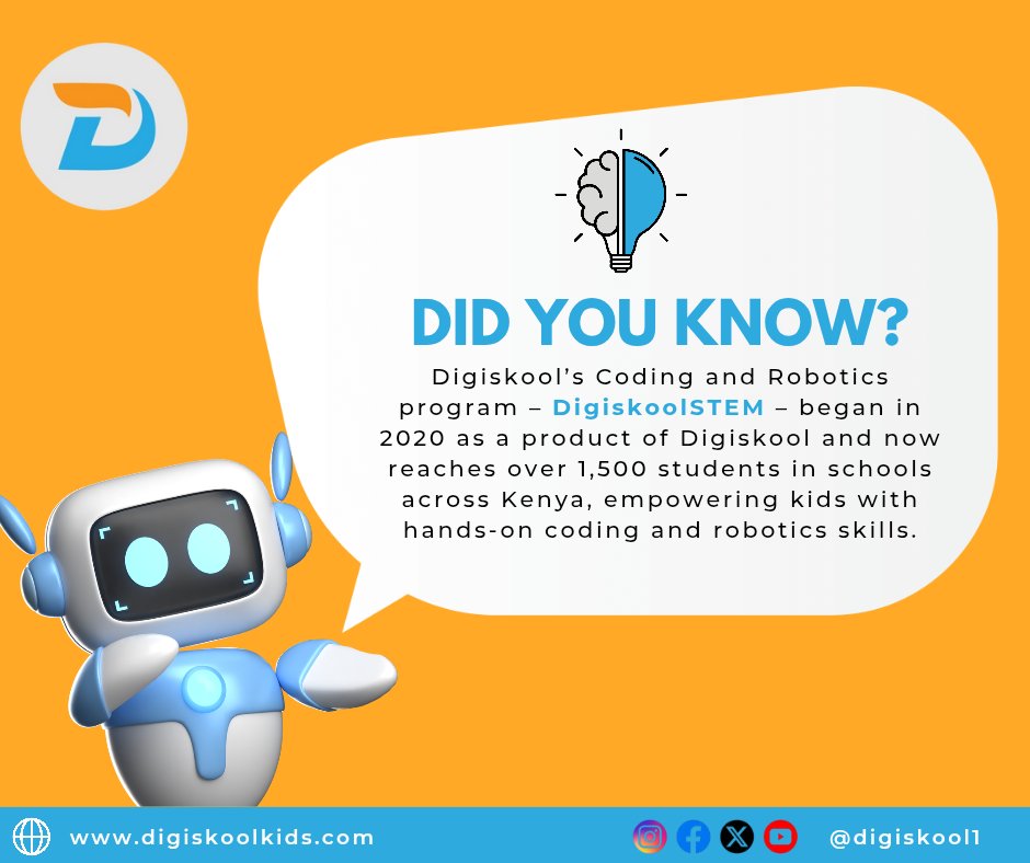 Digiskool1's tweet image. Since 2020, DigiskoolSTEM has reached 1500+ students across Kenya; empowering young minds through hands-on coding and robotics.
#TechforKids #TechSavvyYouthKE