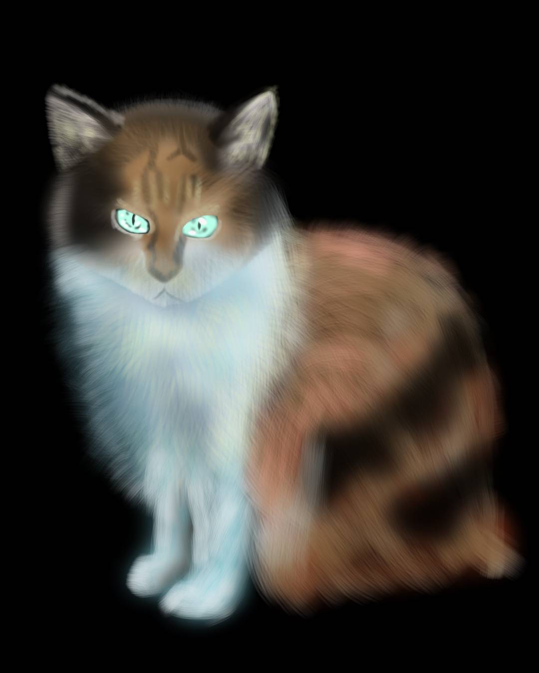 絵画「ボクはあたま　あたしはしっぽ」猫2匹青魚 絵画「ボクはあたま あたしはしっぽ」猫2匹青魚 絵画