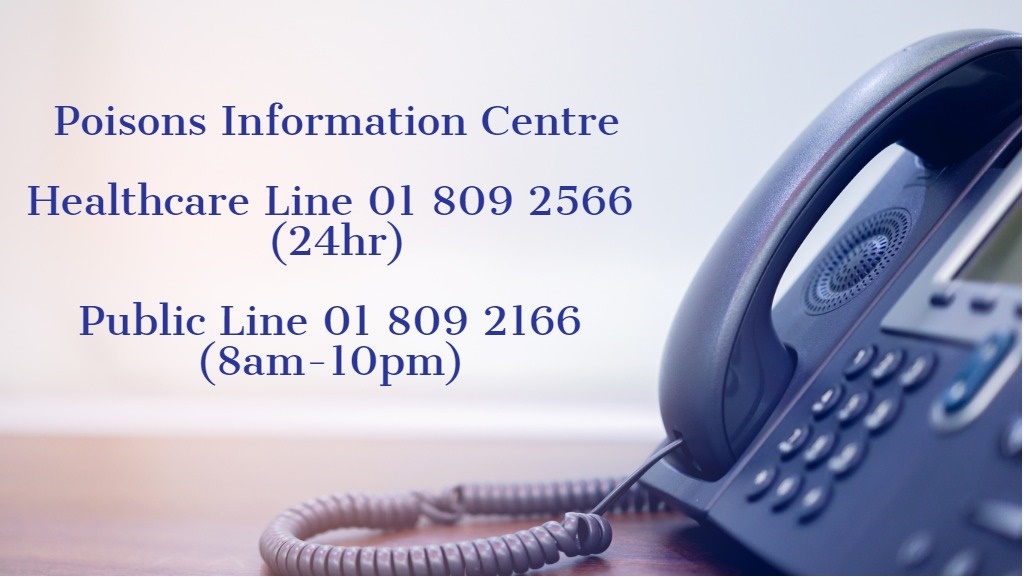 IrelandNpic's tweet image. This weekend the National Poisons Information Centre at Beaumont Hospital is available to give advice on the management of poisoning.
Healthcare Professional Line: 01 809 2566 (24hr)
Public Poisons Line: 01 809 2166 (8am to 10pm daily)