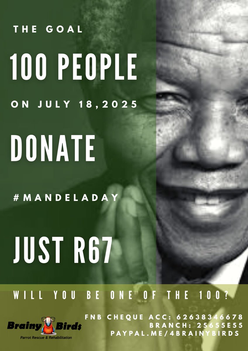 brainybirds_sa's tweet image. Happy #MandelaDay2025
Making a difference in what may seem like a small way - but united, the effect is massive.
R67 IS LESS THAN $5