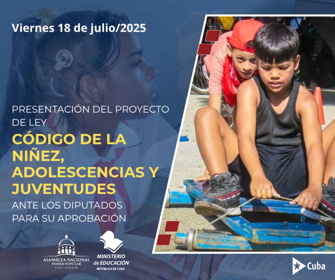 Hoy, en Asamblea Nacional del #PoderPopular, presentación de Código de niñez, adolescencias y  juventudes🌹
#CubaMined 🇨🇺 agradece la amplia y diversa colaboración e invita nuevamente al diálogo
#CubaLegisla