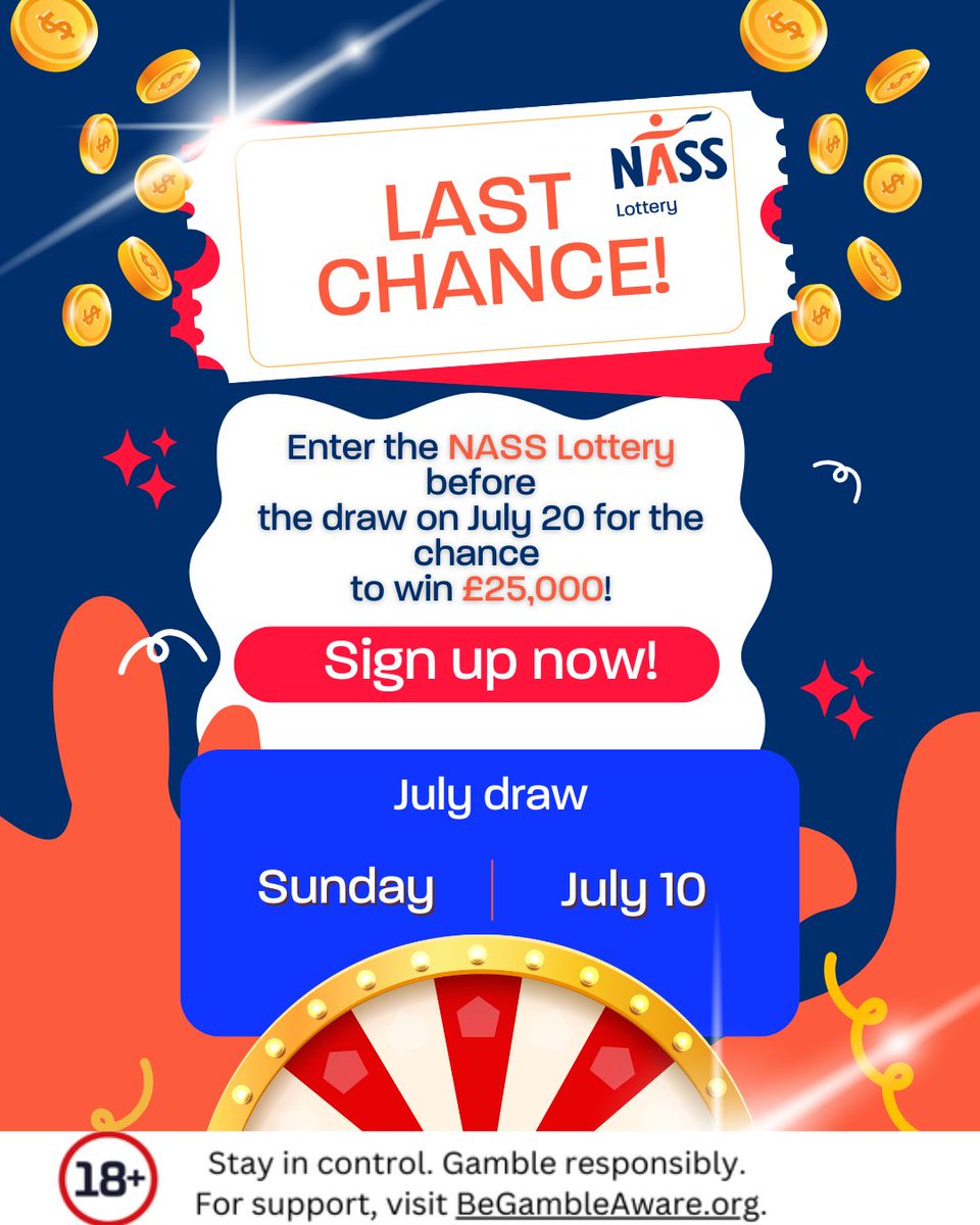NASS (@nassexercise) on Twitter photo Time is running out to join the NASS Lottery for a chance to win up to £25,000 this month! Since April, 2 supporters won £50 and 1 person won £2,000 by joining to support people with axial SpA. For £10/month, you can win a prize and help fund our services: buff.ly/HIBZcpR Time is running out to join the NASS Lottery for a chance to win up to £25,000 this month! Since April, 2 supporters won £50 and 1 person won £2,000 by joining to support people with axial SpA. For £10/month, you can win a prize and help fund our services: buff.ly/HIBZcpR