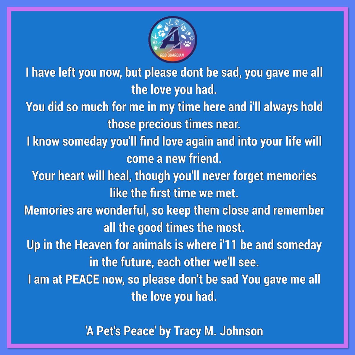 Flight Leader - Before #TheAviators land can I share “A pet’s peace” with you… a moving  poem for this wonderful tribute. OVR