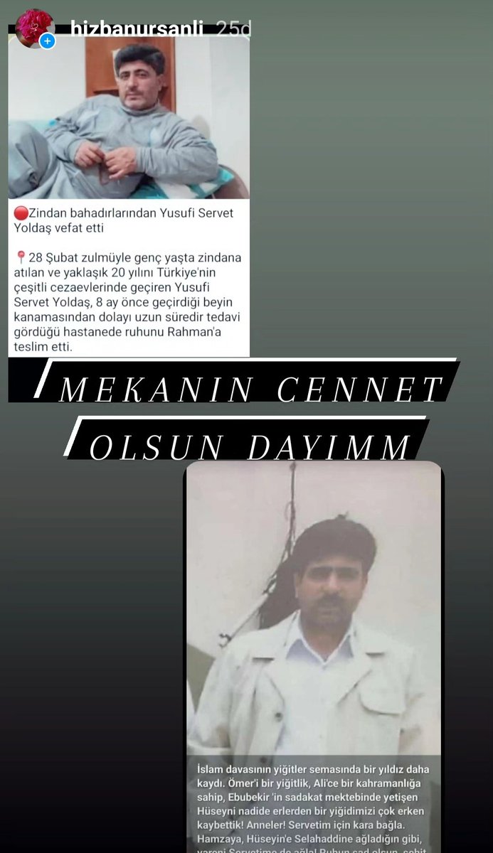 Vefatının seneyi devriyesin'de seni rahmetle ve Özlemle yâd ediyoruz, mekanın cennet  mâkame Ali olsun inşaAllah canım dayım 
18 Temmuz 2024🥀
Yusufi Servet YOLDAŞ...