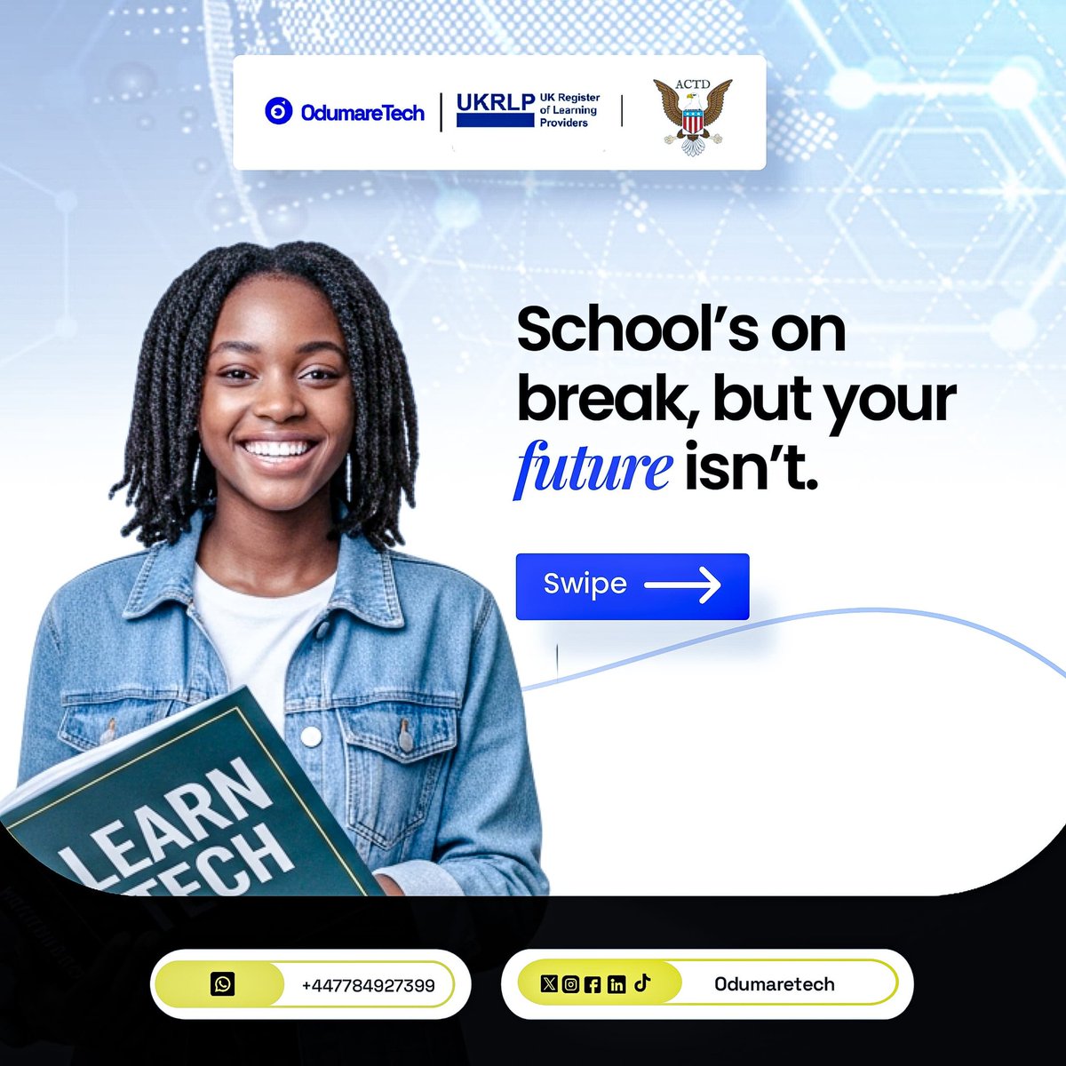 OdumareTech's tweet photo. Our August Tech Cohort kicks off on August 9th and yes, there’s still time to get ready.

Whether you’re a complete beginner or looking to level up, OdumareTech has the right course for you.
🎯 Frontend Development
📊 Data Analytics
🧠 Data Science
Secure your spot https://t.co/2YmdCL5q45