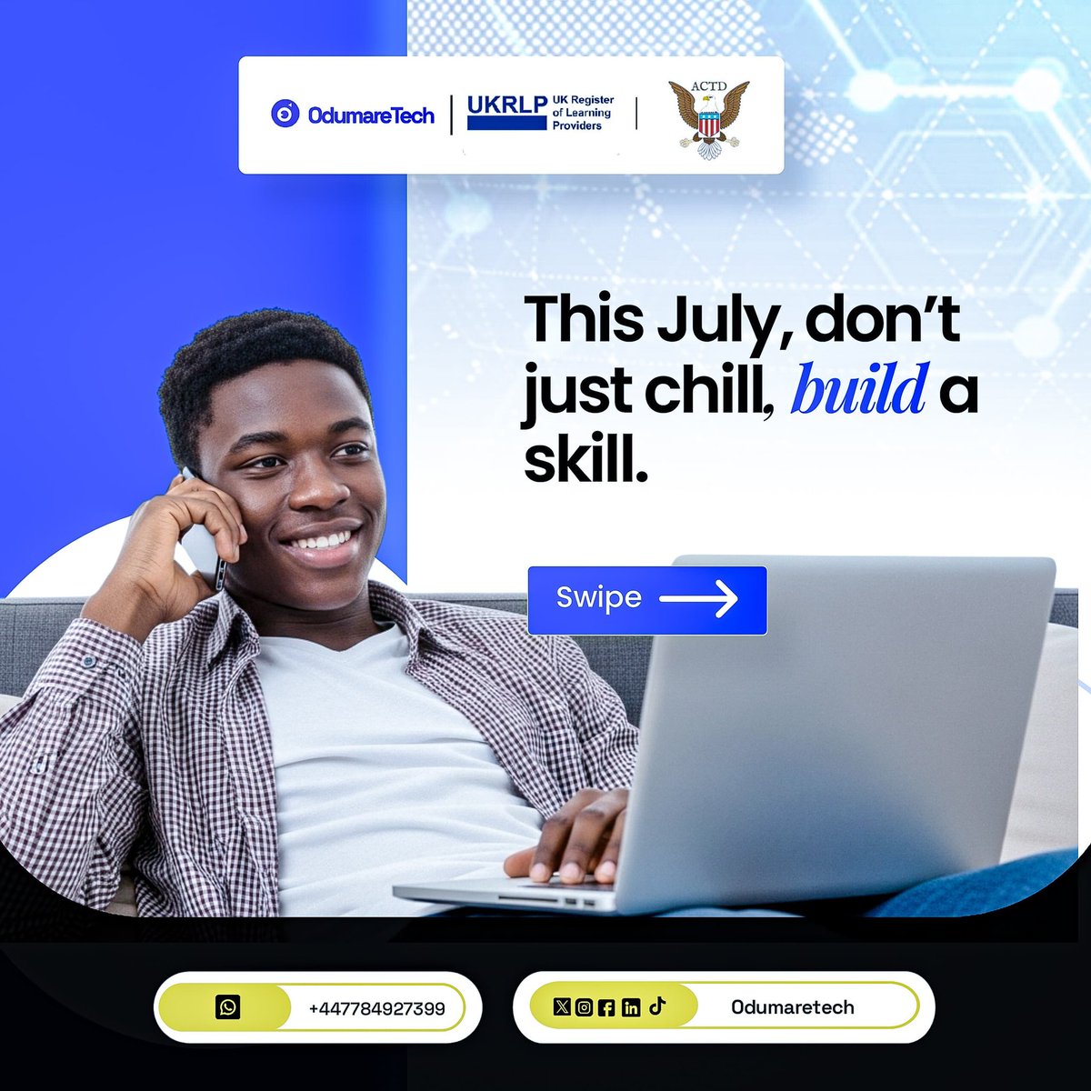 OdumareTech's tweet photo. Our August Tech Cohort kicks off on August 9th and yes, there’s still time to get ready.

Whether you’re a complete beginner or looking to level up, OdumareTech has the right course for you.
🎯 Frontend Development
📊 Data Analytics
🧠 Data Science
Secure your spot https://t.co/2YmdCL5q45