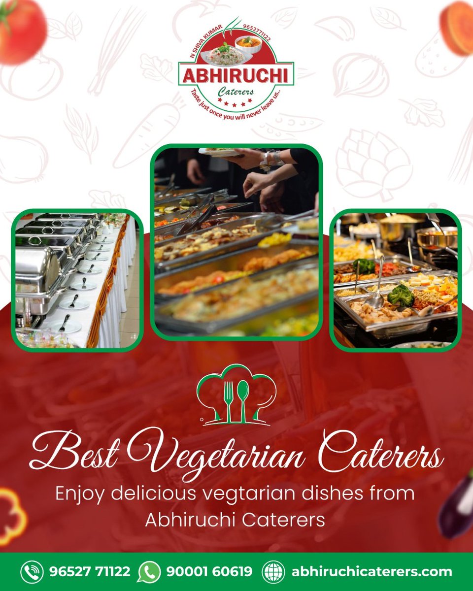AtAbhiruchiCtr's tweet photo. 🥗 Enjoy delicious 100% vegetarian dishes from Abhiruchi Caterers!
Perfect for weddings, poojas, birthdays &amp; more. Fresh, flavorful &amp; unforgettable!

Call Now: 96527 71122

Visit: [https://t.co/D1nXT9MTLM]

#AbhiruchiCaterers #PureVegCatering #VegDelights https://t.co/O3GQQZQ0nz
