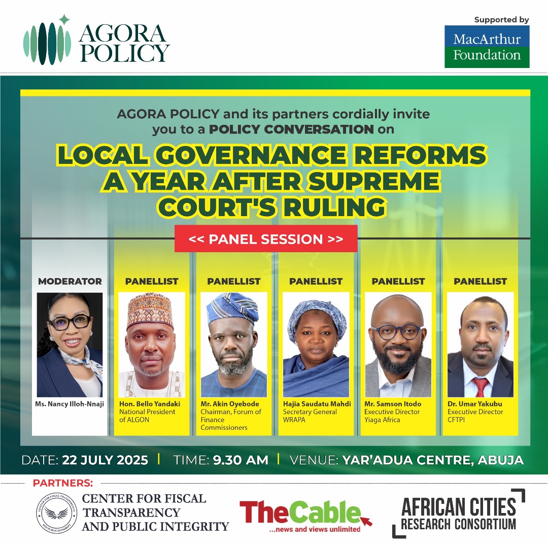 Agora Policy (@agorapolicy) on Twitter photo We have a stellar and diverse panel to help dissect the progress, challenges and pathways for improved local governance: ALGON president, <a href="/AO1379/">Akin Oyebode</a>, <a href="/DSamsonItodo/">#NotTooYoungToRun</a>, Hajia Madhi of <a href="/WRAPA_NIG/">WRAPA NIGERIA</a>, and <a href="/umaryakubu/">Umar Yakubu</a> of <a href="/FTransparencyNG/">Center for Fiscal Transparency & Public Integrity</a>, and to be moderated by <a href="/nancyillohnnaji/">Chief Nancy Illoh-Nnaji</a>. We have a stellar and diverse panel to help dissect the progress, challenges and pathways for improved local governance: ALGON president, <a href="/AO1379/">Akin Oyebode</a>, <a href="/DSamsonItodo/">#NotTooYoungToRun</a>, Hajia Madhi of <a href="/WRAPA_NIG/">WRAPA NIGERIA</a>, and <a href="/umaryakubu/">Umar Yakubu</a> of <a href="/FTransparencyNG/">Center for Fiscal Transparency & Public Integrity</a>, and to be moderated by <a href="/nancyillohnnaji/">Chief Nancy Illoh-Nnaji</a>.