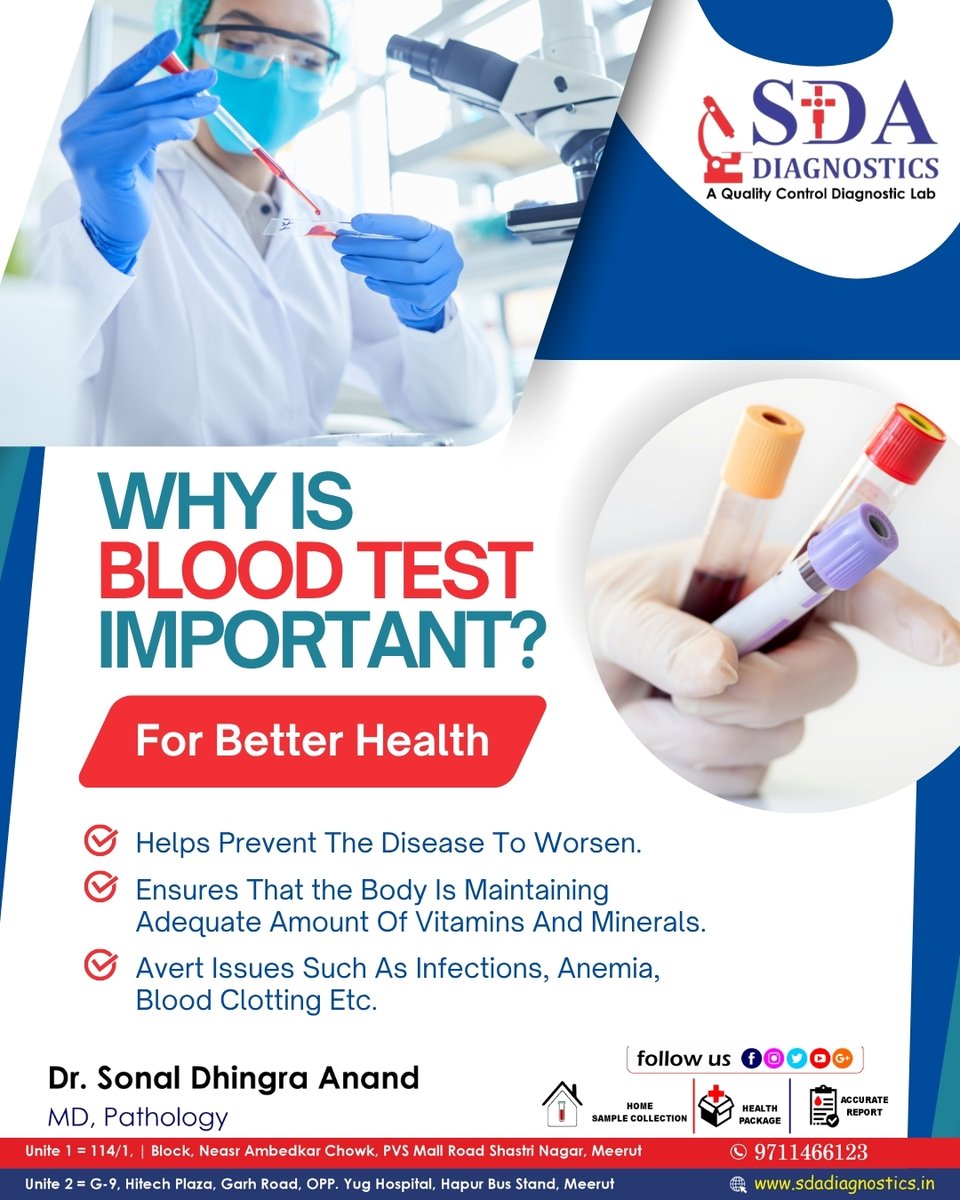 sda_diagnostic's tweet photo. 🩸 WHY IS A BLOOD TEST IMPORTANT?

#BloodTest #HealthCheckup #PreventiveHealth #HealthyLiving #BloodWork #PathLab #WellnessCheck #RoutineCheckup #StayHealthy #EarlyDetection #VitaminCheck #AnemiaAwareness #BloodDisorders #LabTests #HealthAwareness https://t.co/TEnJYCIyxd