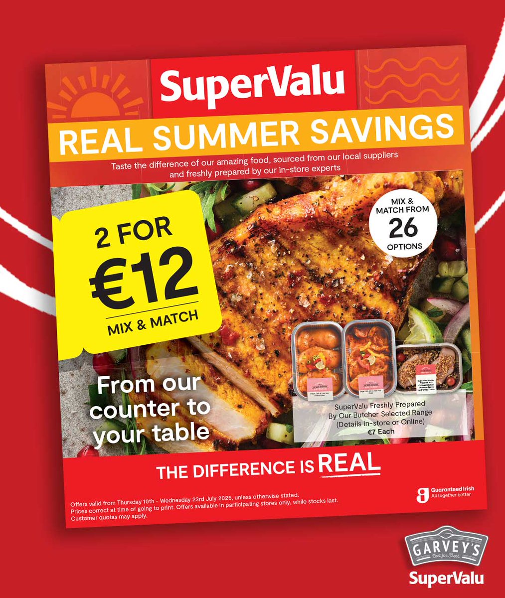 🟥🟧 REAL SUMMER SAVINGS 🟧🟥

Call in for our latest special offers in store now !  📲supervalu.ie/offers-leaflet… 

Offers valid Thurs 10th July to Wed 23rd July 2025, unless otherwise stated. #GarveysSuperValu #Castleisland