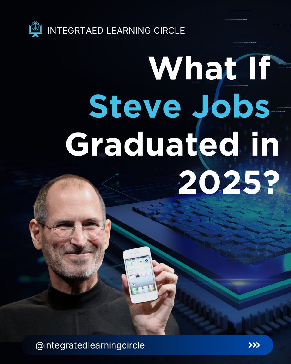 innovativeILC's tweet photo. What if Steve Jobs graduated in 2025?

Would he build with AI or fight it?
Would he even get funded without a CS degree?
Would he still think different—or get drowned in the algorithm?
@Apple 
Drop your hot take 👇
#SteveJobs #Innovation #StartupX #Apple https://t.co/Dov9GeDLik
