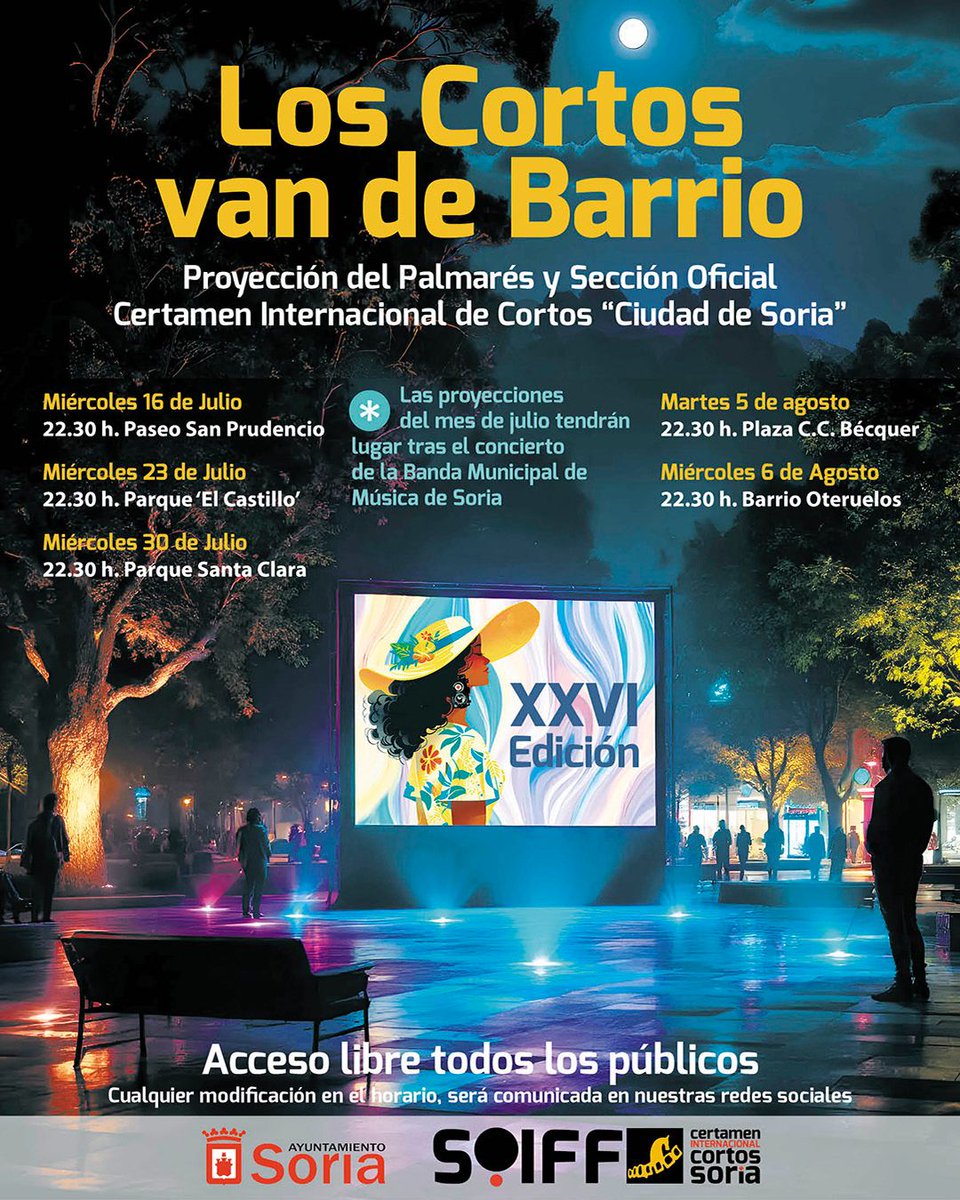 cortossoria's tweet photo. El próximo miércoles, 23 de julio, a las 22,30 horas, os esperamos en el parque del Castillo con la segunda proyección de "Los Cortos van de Barrio".❤️🎥
@Ayto_Soria @cjuventudsoria
#EligeSoria #eligecine #eligecorto #soiff https://t.co/Repx1ARmyd