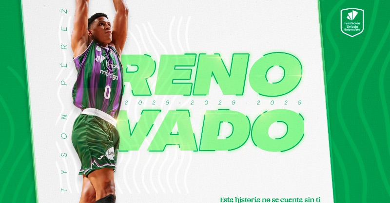 💚🤝 Tyson Pérez seguirá en el <a href="/unicajaCB/">UnicajaCB</a>.

El ala-pívot renueva tras ser la 6ª mejor banderita 🇪🇸 en los pívot del #SuperManagerACB 24-25. Promedió 7,4 puntos, 4,9 rebotes y 10,6 de valoración.

Además, está llamado a dar un paso adelante en Málaga este curso.

#MercadoACB