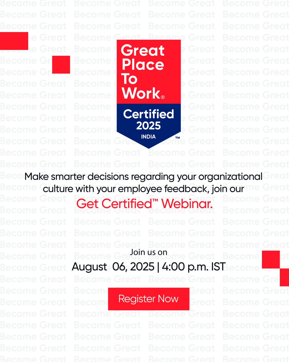 Join us on August 06, 2025, at 4:00 PM IST for an exclusive Get Certified™ Webinar with Rohit Pimpley, Senior Manager – Strategic Accounts.
 
Learn how to drive smarter decisions and shape a thriving organizational culture.
 
Don’t miss this opportunity to learn and grow -