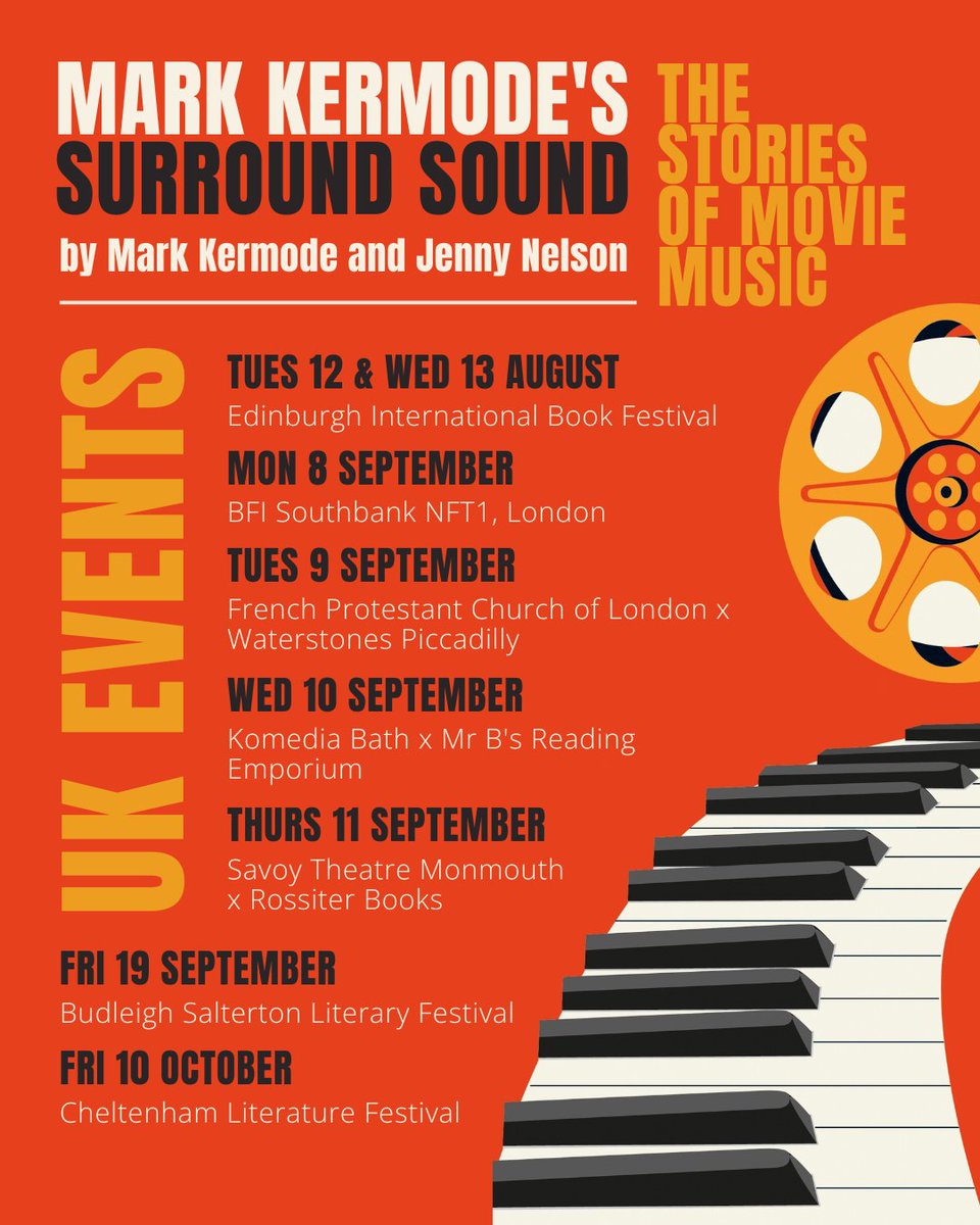 Jenny Nelson (@nelsonjenny) on Twitter photo Currently limbering up for a book tour!
<a href="/KermodeMovie/">Mark Kermode</a> and I will be chatting about our new film music book, Mark Kermode's Surround Sound (out 11th Sept on <a href="/picadorbooks/">Picador Books</a>, why not pre-order it now?) at a series of lovely locations. See you there! Currently limbering up for a book tour!
<a href="/KermodeMovie/">Mark Kermode</a> and I will be chatting about our new film music book, Mark Kermode's Surround Sound (out 11th Sept on <a href="/picadorbooks/">Picador Books</a>, why not pre-order it now?) at a series of lovely locations. See you there!